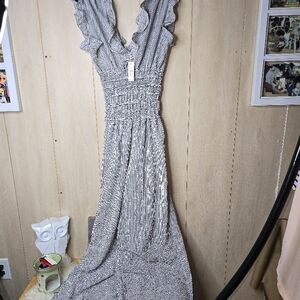 H&M Black and White Striped Maxi Dress